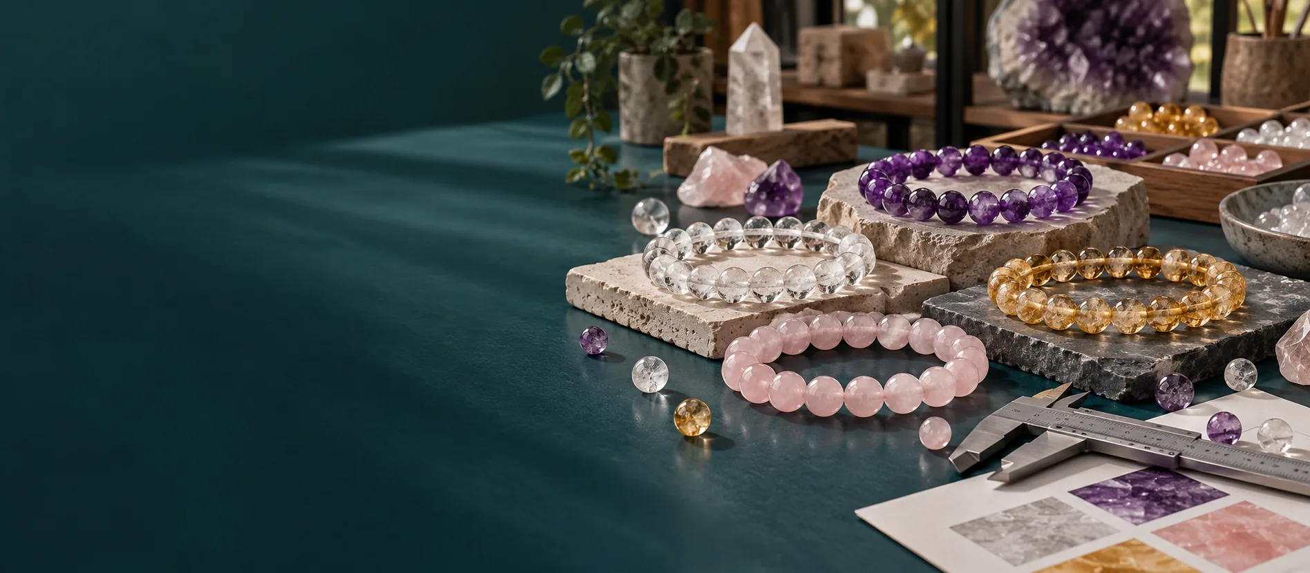 FULVERA crystal beaded bracelets arranged for a wholesale buyer brief