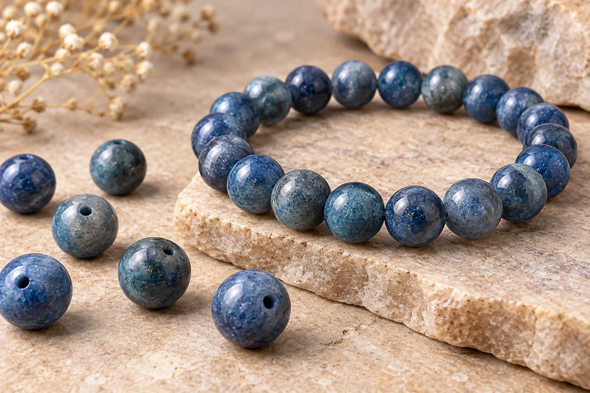Blue Aventurine crystal bead material sample board
