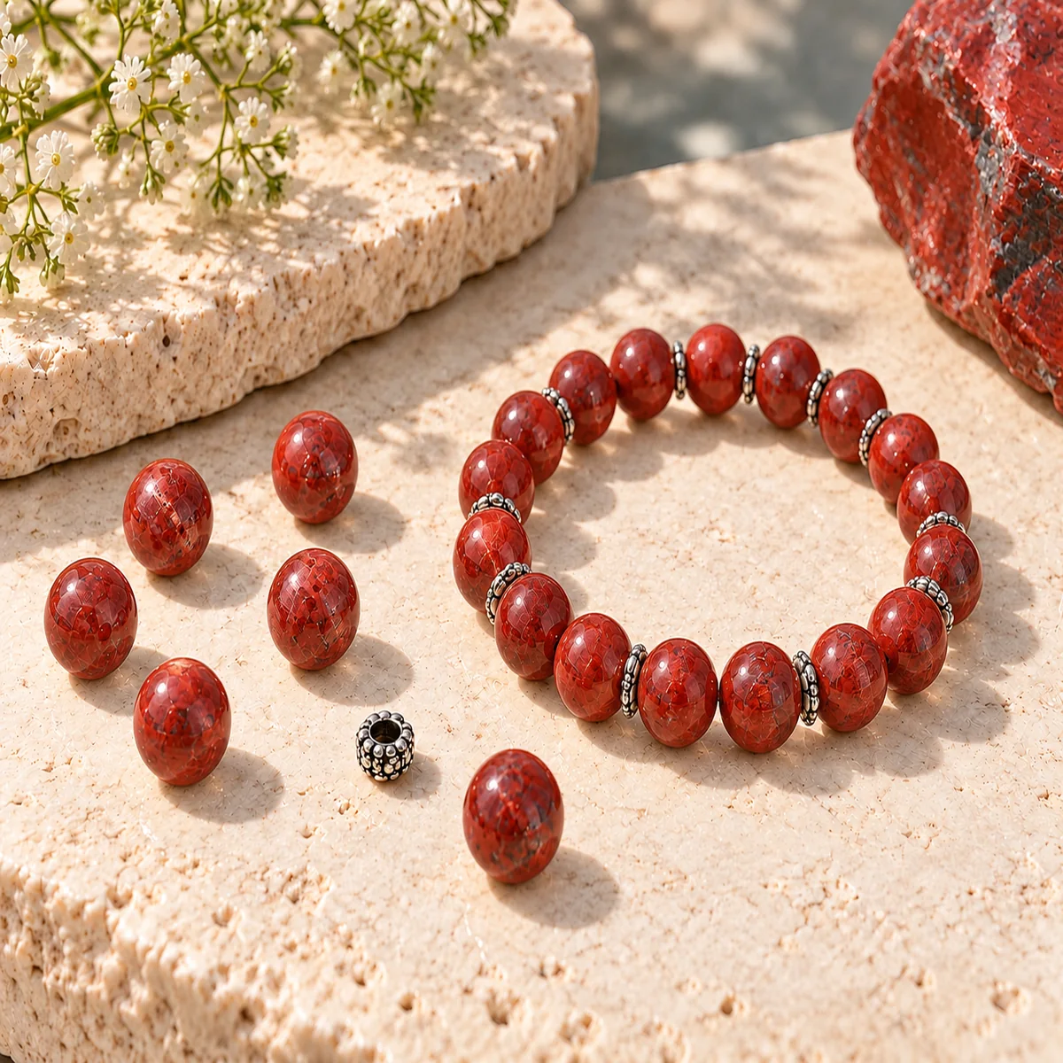 Cinnabar crystal bead material sample board