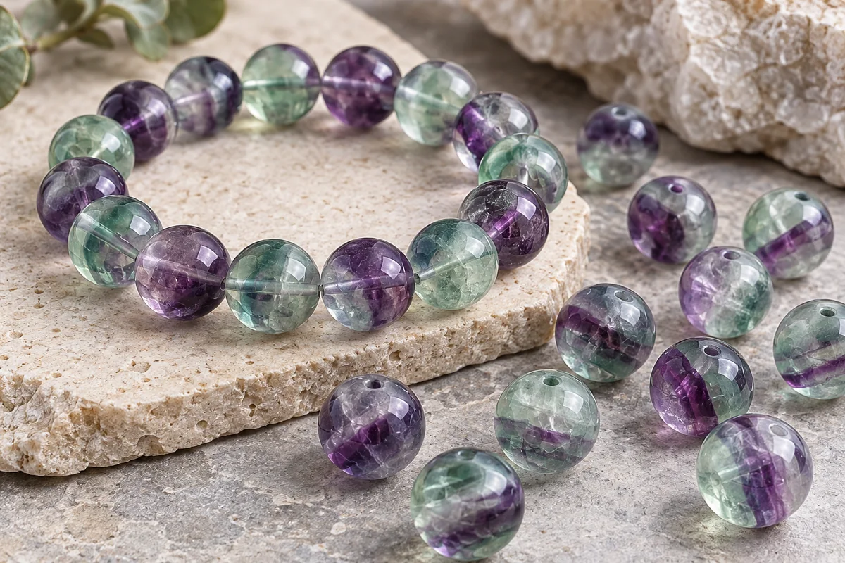 Fluorite crystal bead material sample board