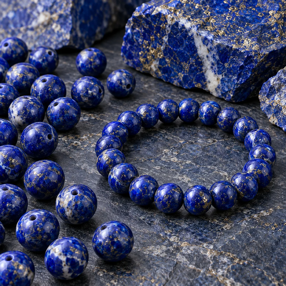 Lapis Lazuli crystal bead material sample board