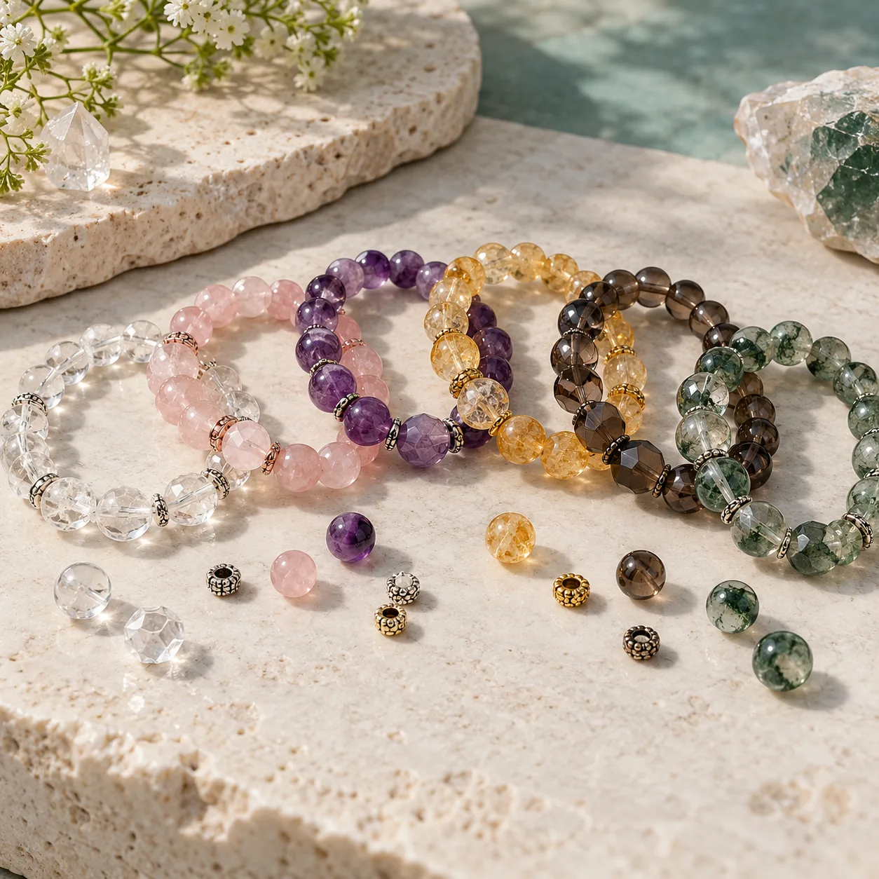 Crystal bracelet quality inspection with a digital caliper